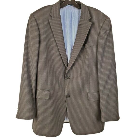 Tommy Hilfiger Mens Wool Suit Jacket Pinstripe 42R‎ Gray 2 Button - Picture 1 of 7